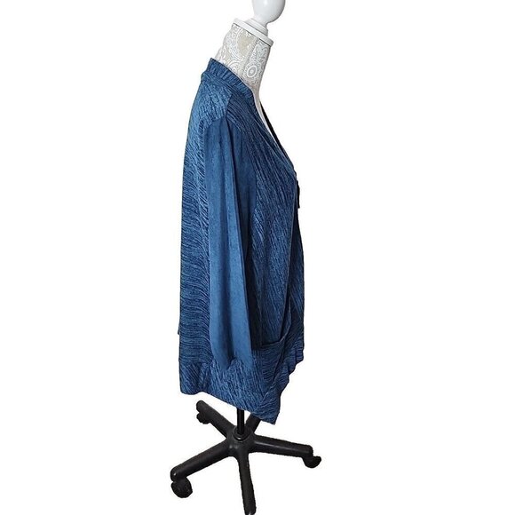 LOGO by Lori Goldstein Cardigan Sweater Blue Space Dyed  Women's Large - Picture 3 of 10